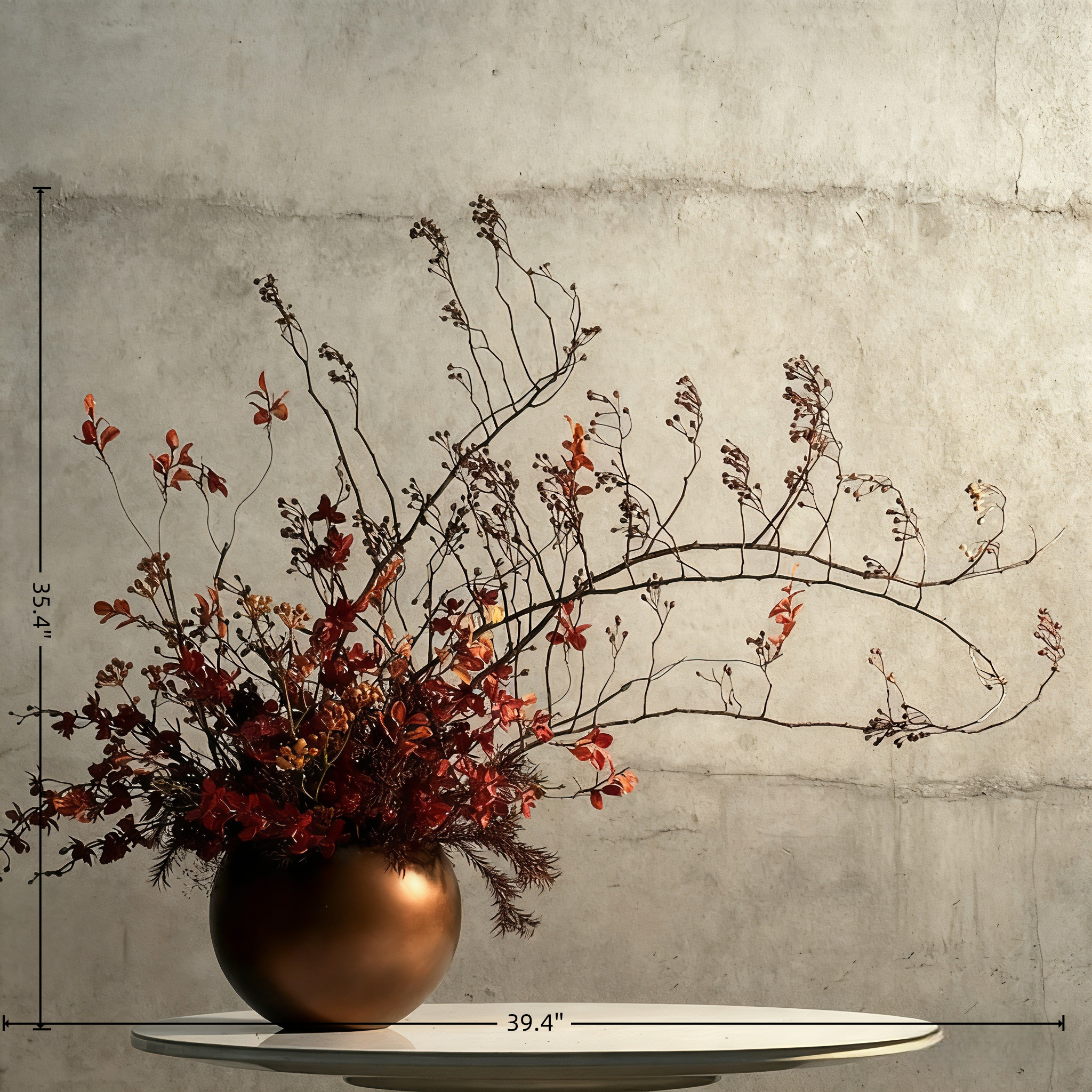 Handmade Faux Flower Arrangement(100cm*90cm): Modern Silk Floral Centerpiece with Ceramic Vase