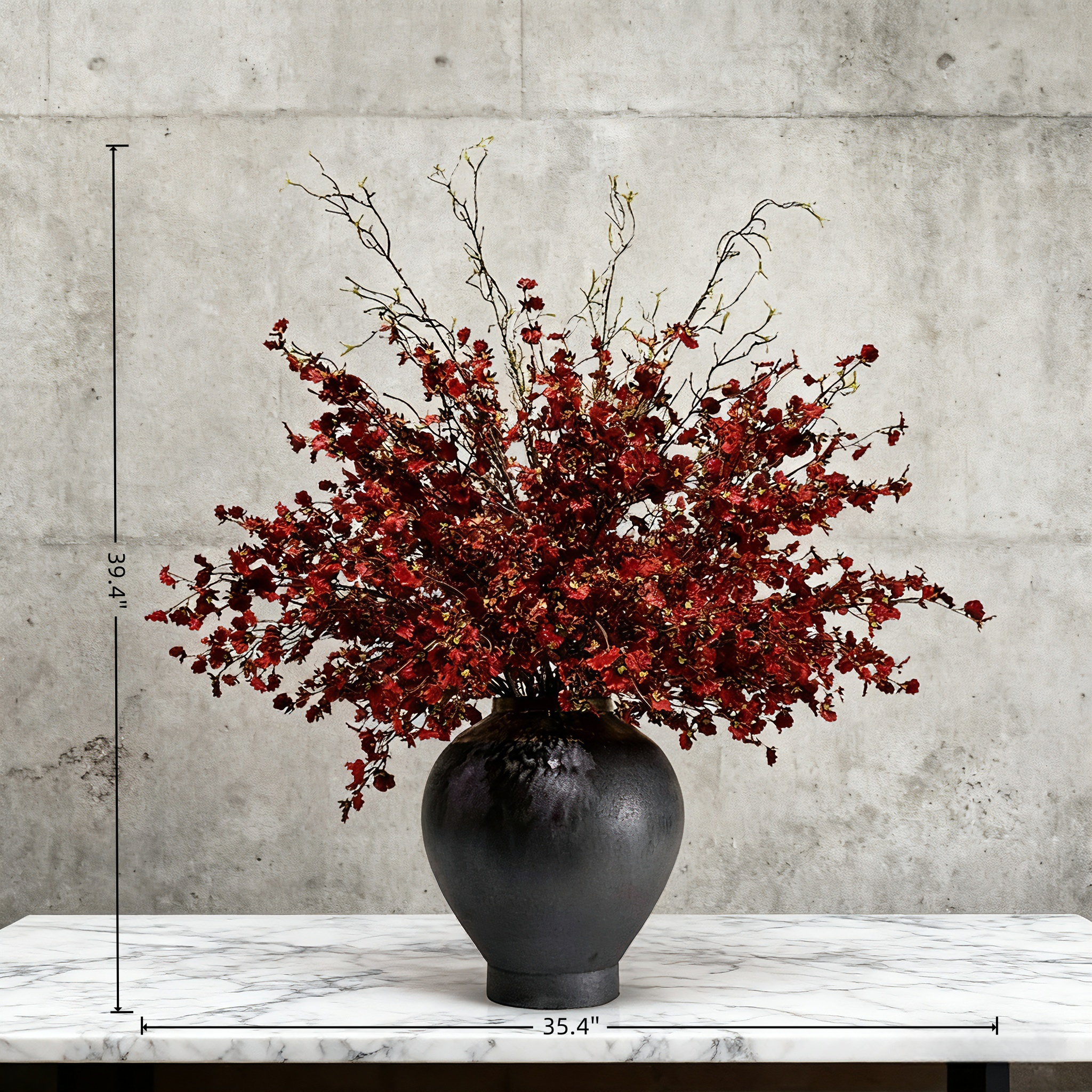 Handmade Faux Flower Arrangement: Modern Silk Floral Centerpiece with Ceramic Vase