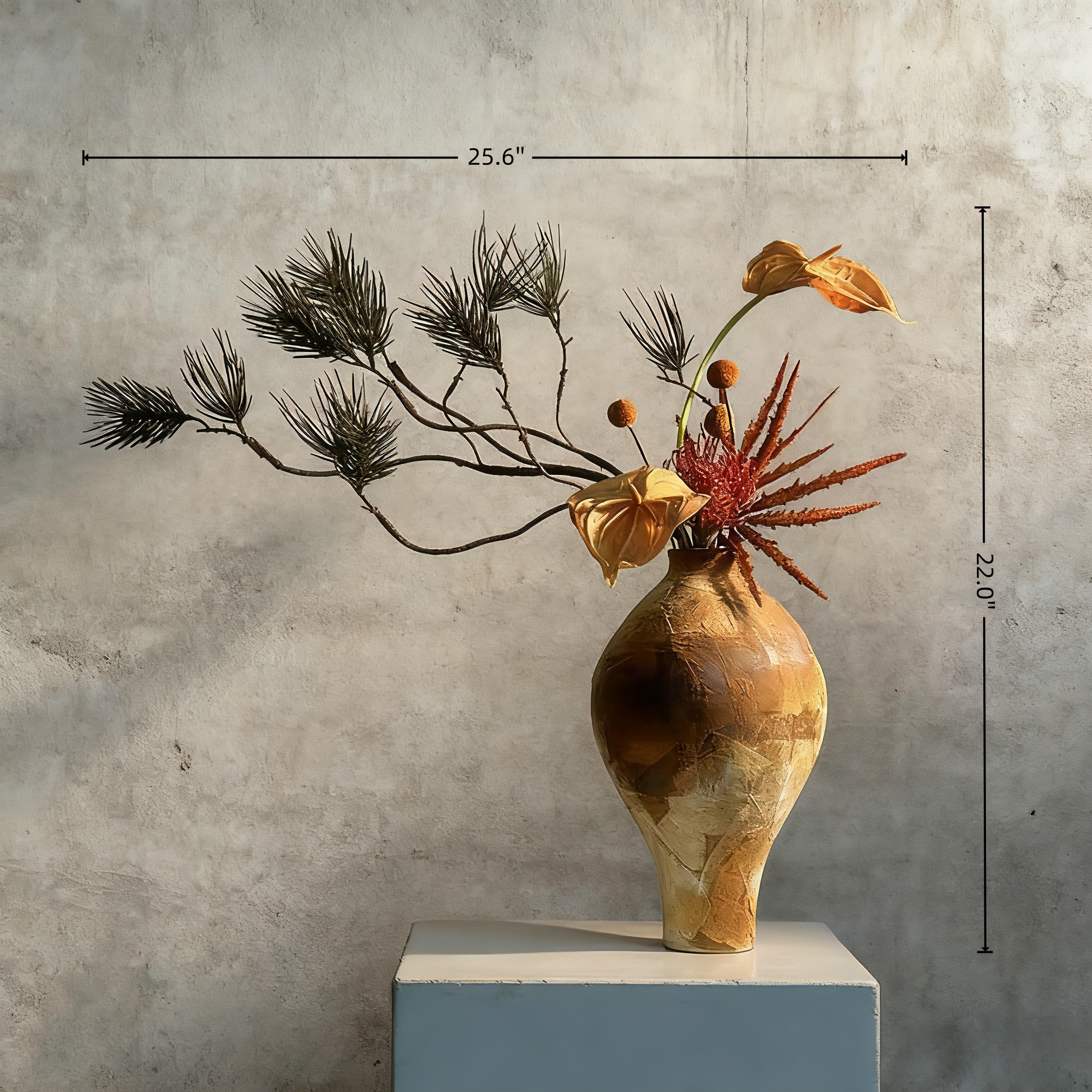 Creative Modern Luxury Preserved Flower Ornaments With Ceramic Vase: Handmade Floral Ornaments For Home