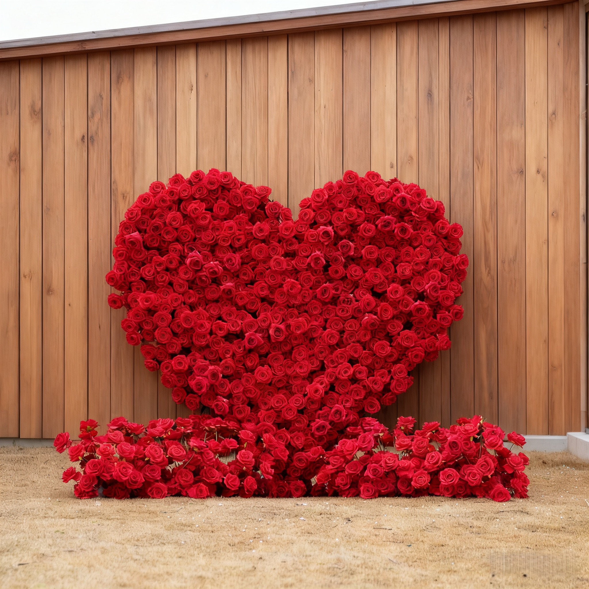 Red Silk Flower Heart-Shaped Wall: Heart-Shaped Wedding Backdrop With Stand And Flooring Garlands 6.5/7.8Ft (2m/2.4m)