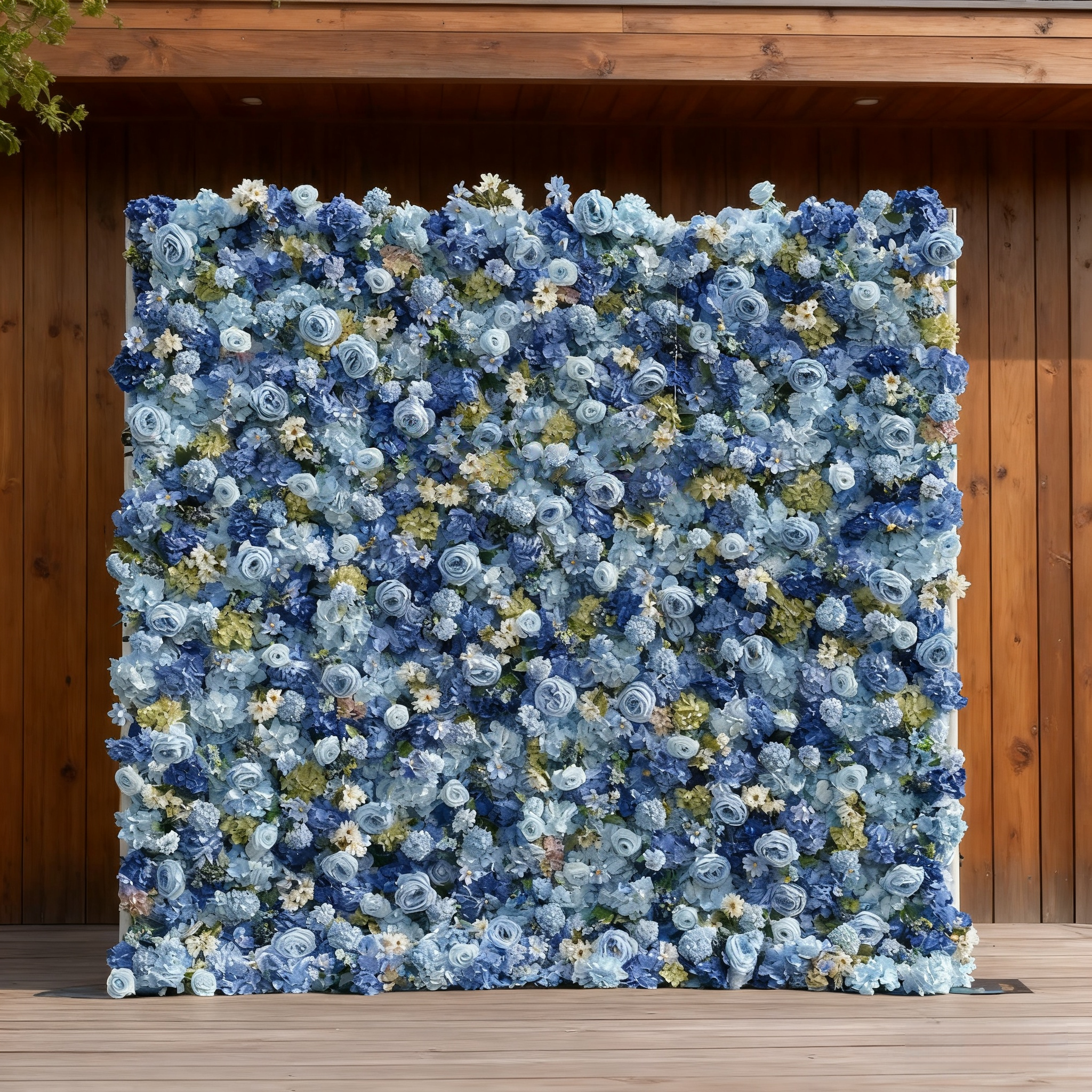 5D Blue Flower Wall Backdrop: 8x8ft Holiday, Wedding, Event And Commercial Store Decoration