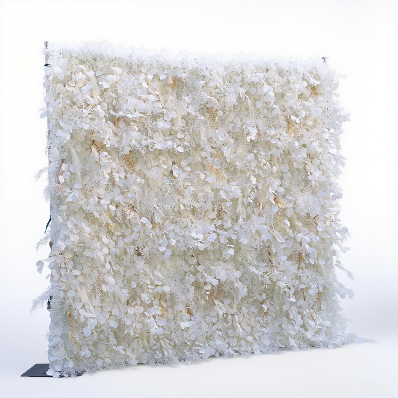 3D White Silk Flower Wall Backdrop: Wedding Event Decoration 8x8ft
