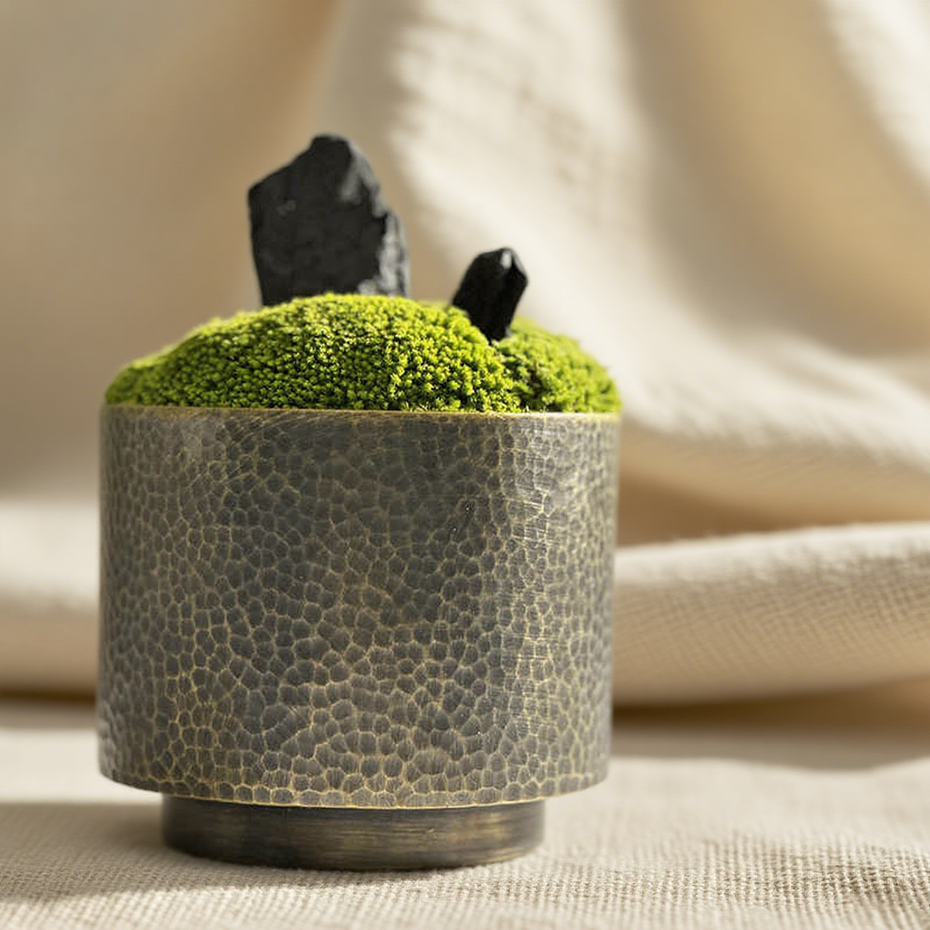 Preserved Moss Bonsai with Copper Vase: Zen Home Decor