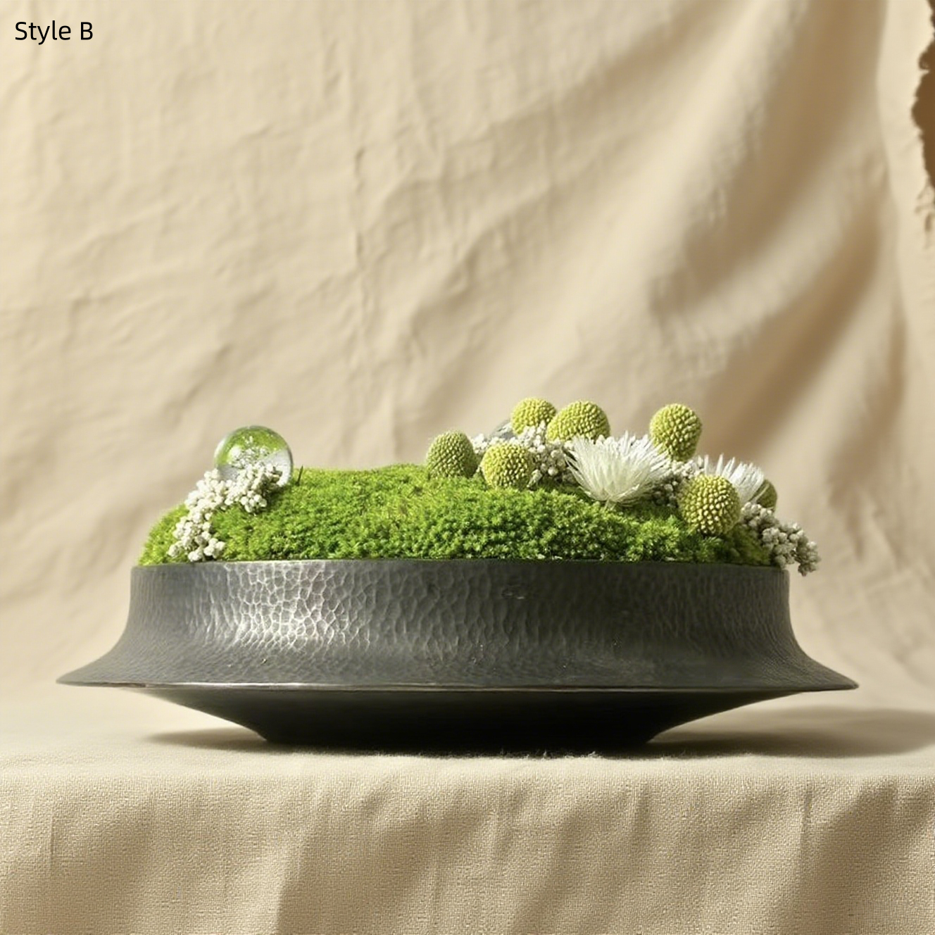 Preserved Moss Bonsai: Handmade Copper Vase Zen Decor