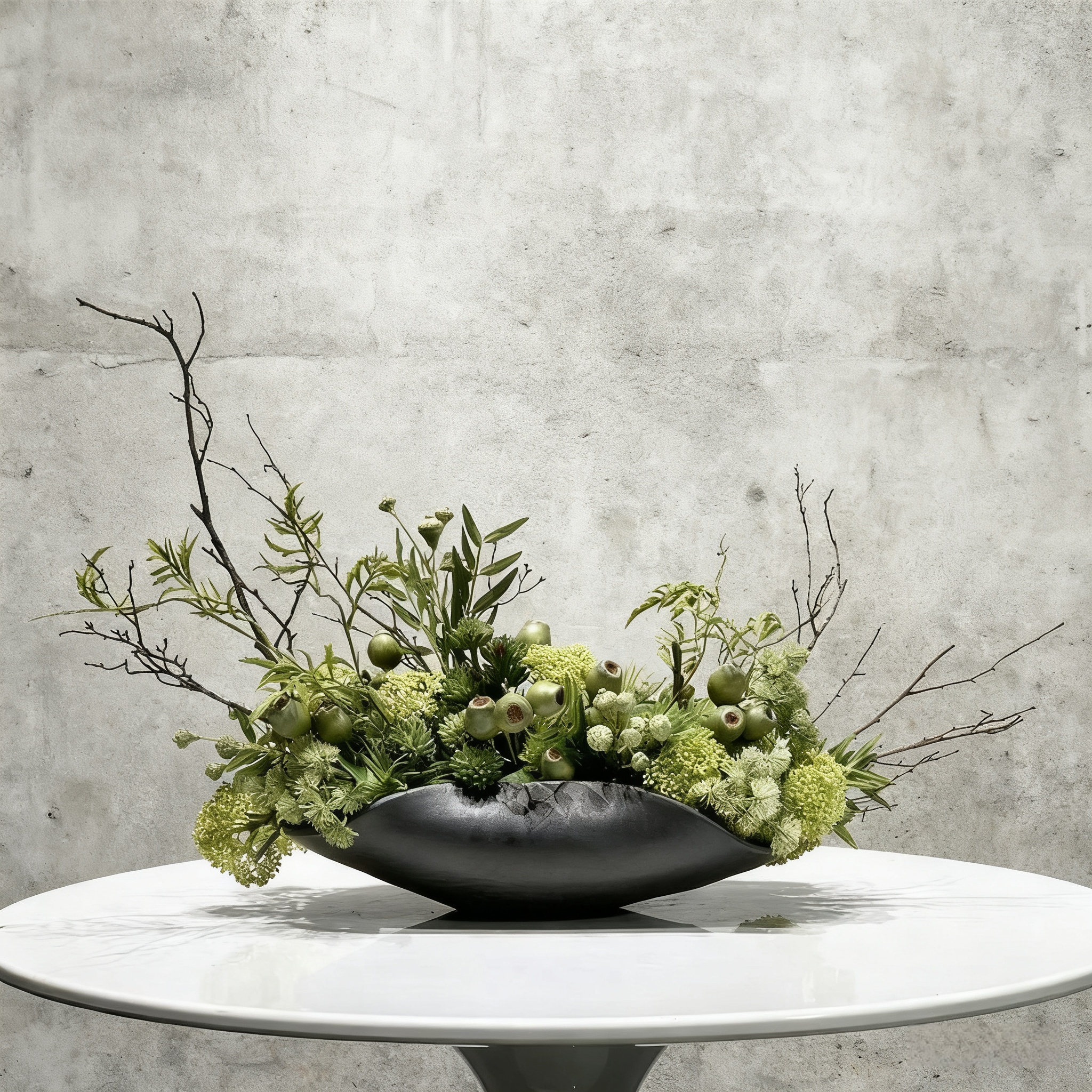 Wabi-Sabi Faux Floral Arrangement: Handmade Ceramic Vase Ornament