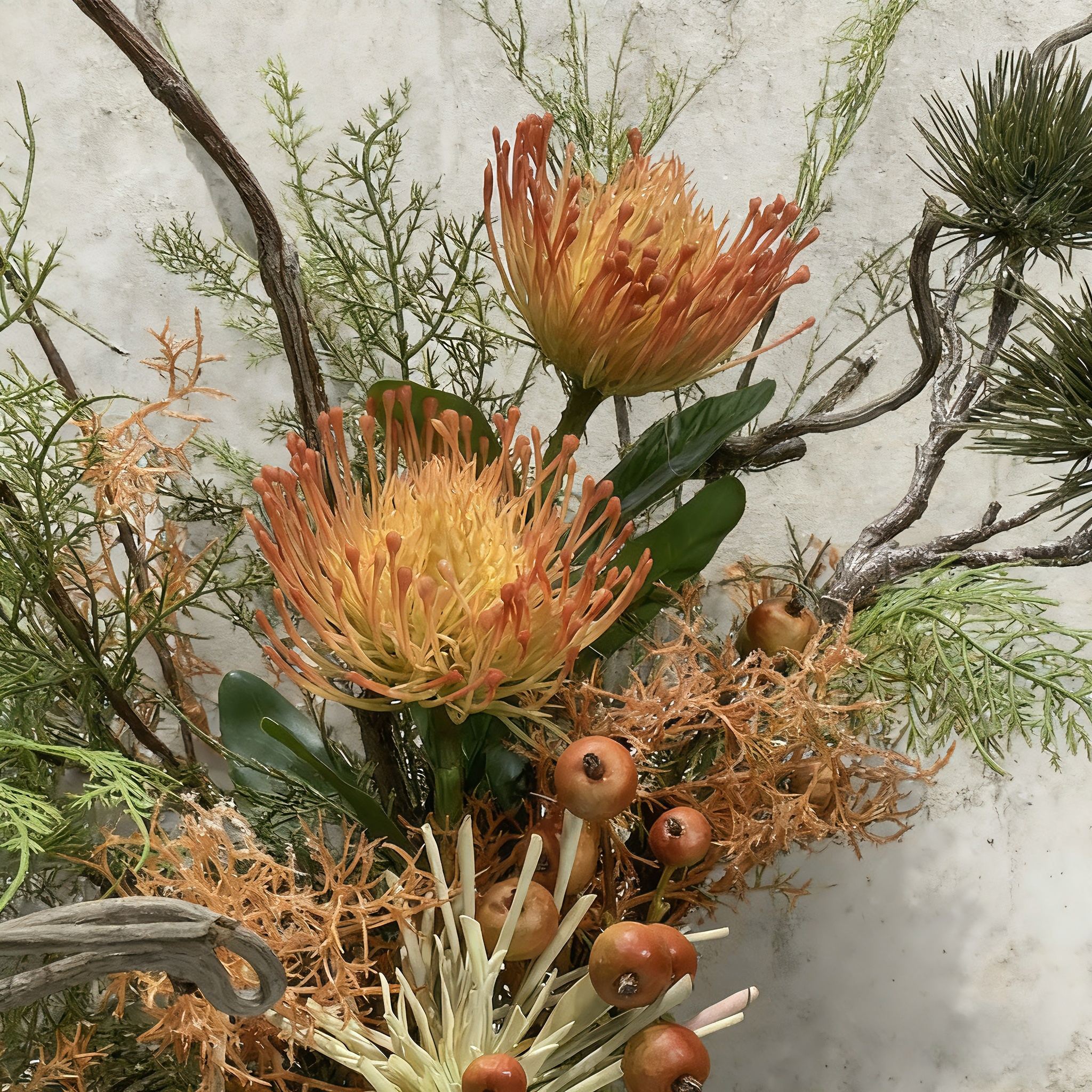 Wabi-Sabi Floral Arrangement: Handmade Faux Greenery with Ceramic Vase