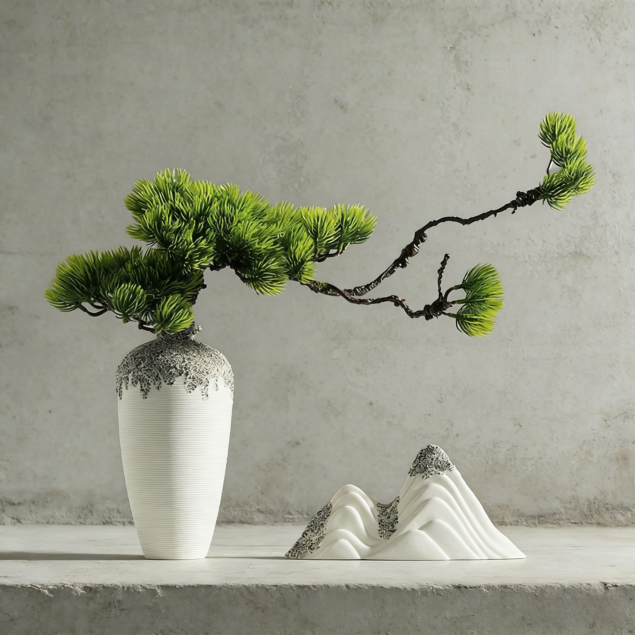 Handmade Preserved Juniper Bonsai (50cm*35cm) With Natural Wood Branch Arrangement with Ceramic Vase. Zen Decor for Home & Office, Plant Gift