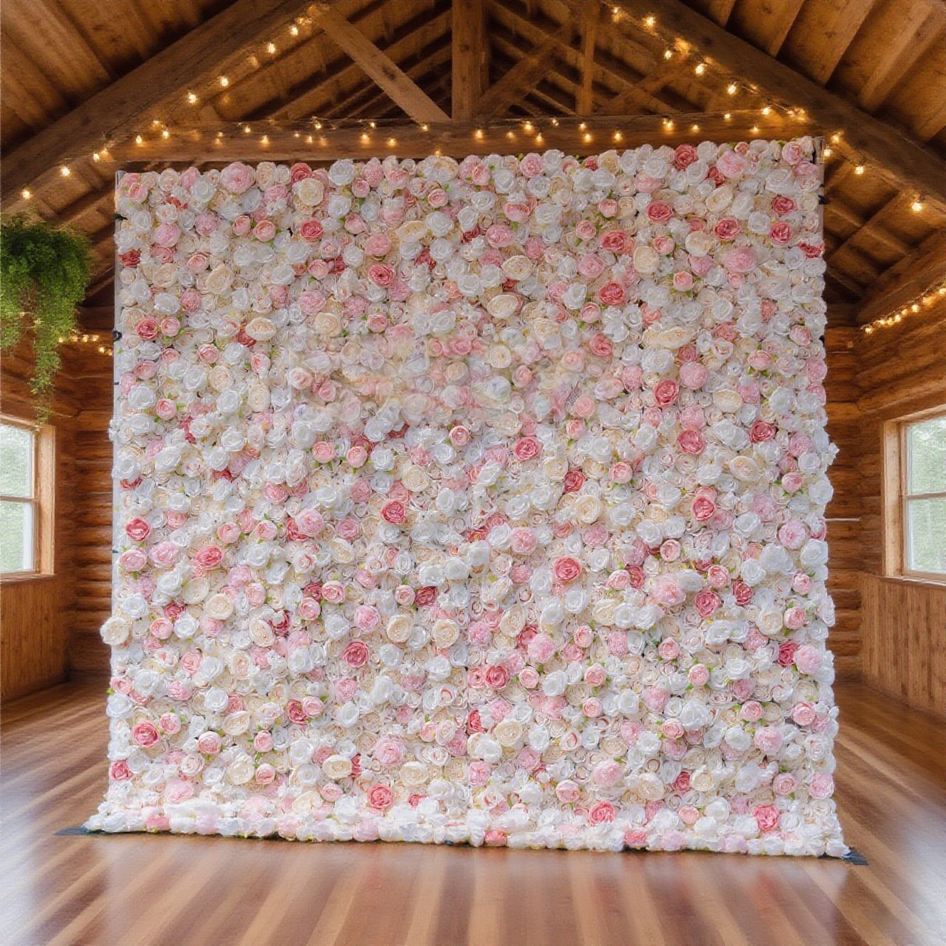 3D Pink & White Silk Flower Wall Backdrop: Wedding Event Decoration (8x8ft)