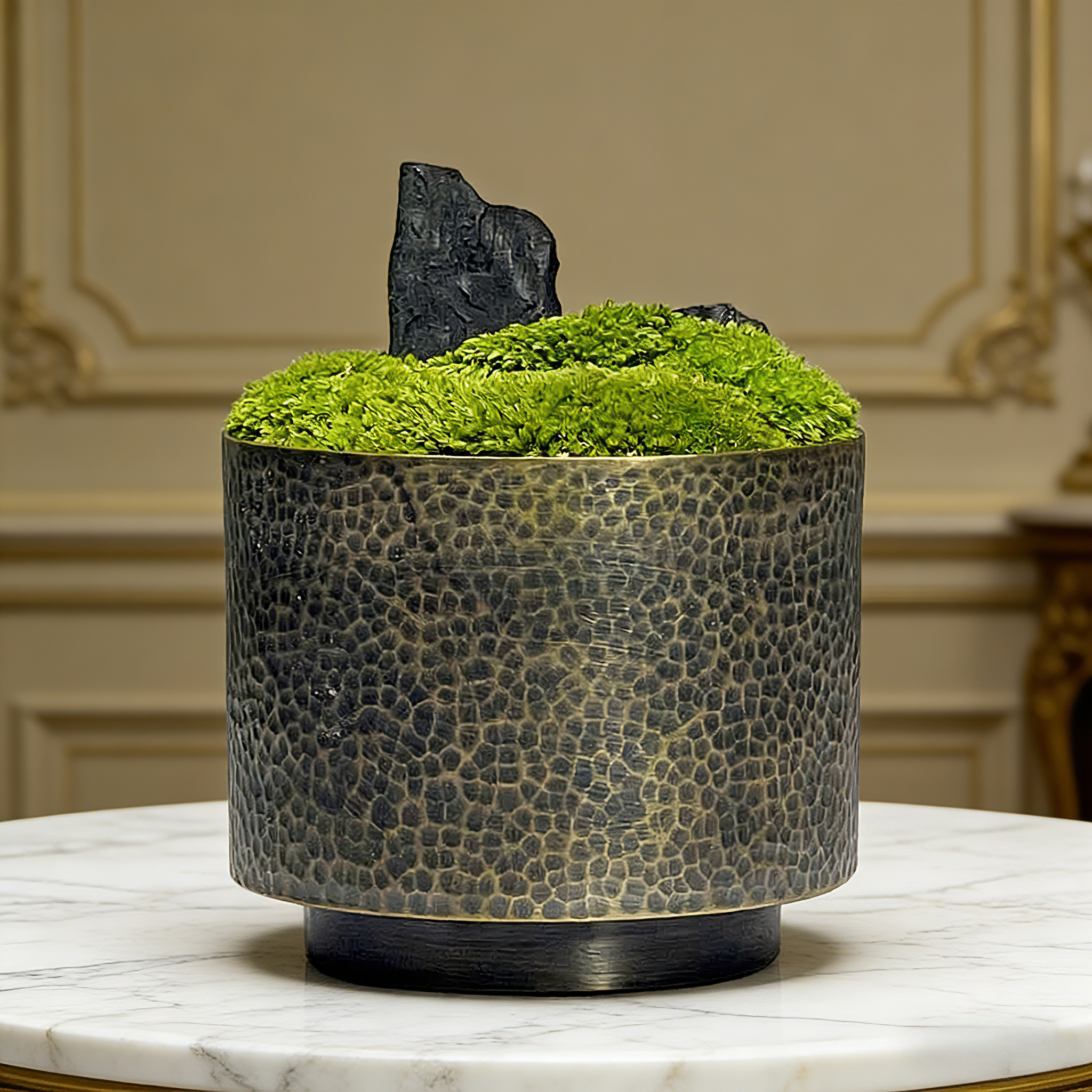 Preserved Moss Bonsai with Copper Vase: Zen Home Decor(12cm)
