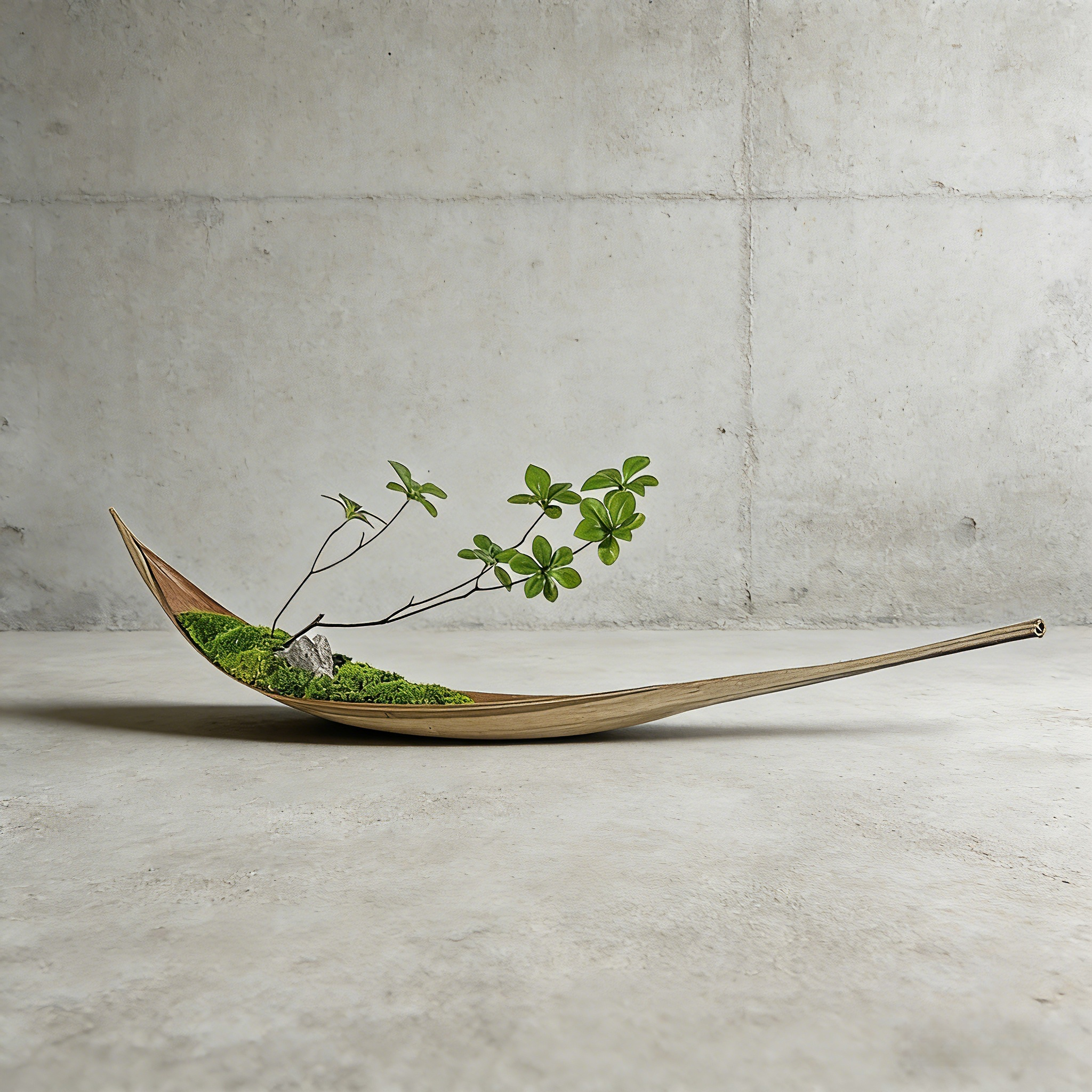 Handmade Creative Design Floral Art:Moss Arrangement With Wooden Stand For Home Decor