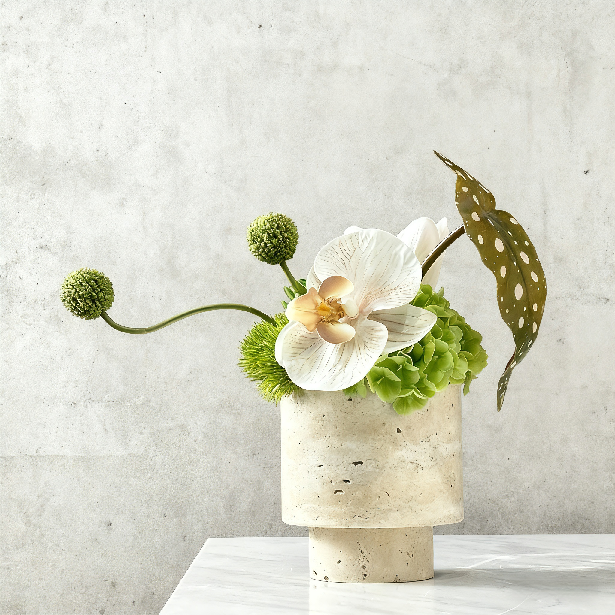 Creative Modern Artificial Flower Ornaments With Marble Vase: Handmade Floral Ornaments For Home