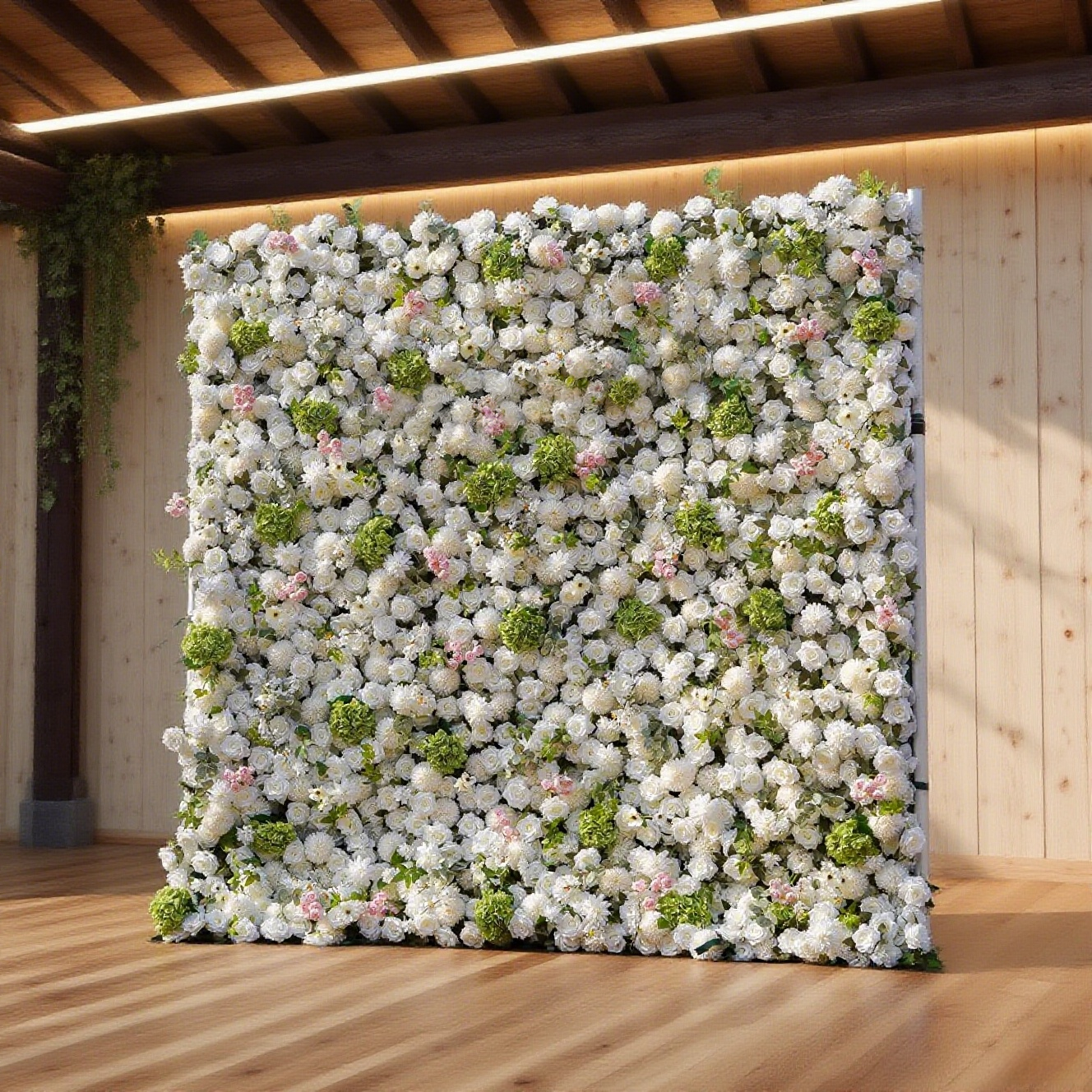 3D White Silk Flower Wall Backdrop: Wedding Event Decoration (8x8ft)