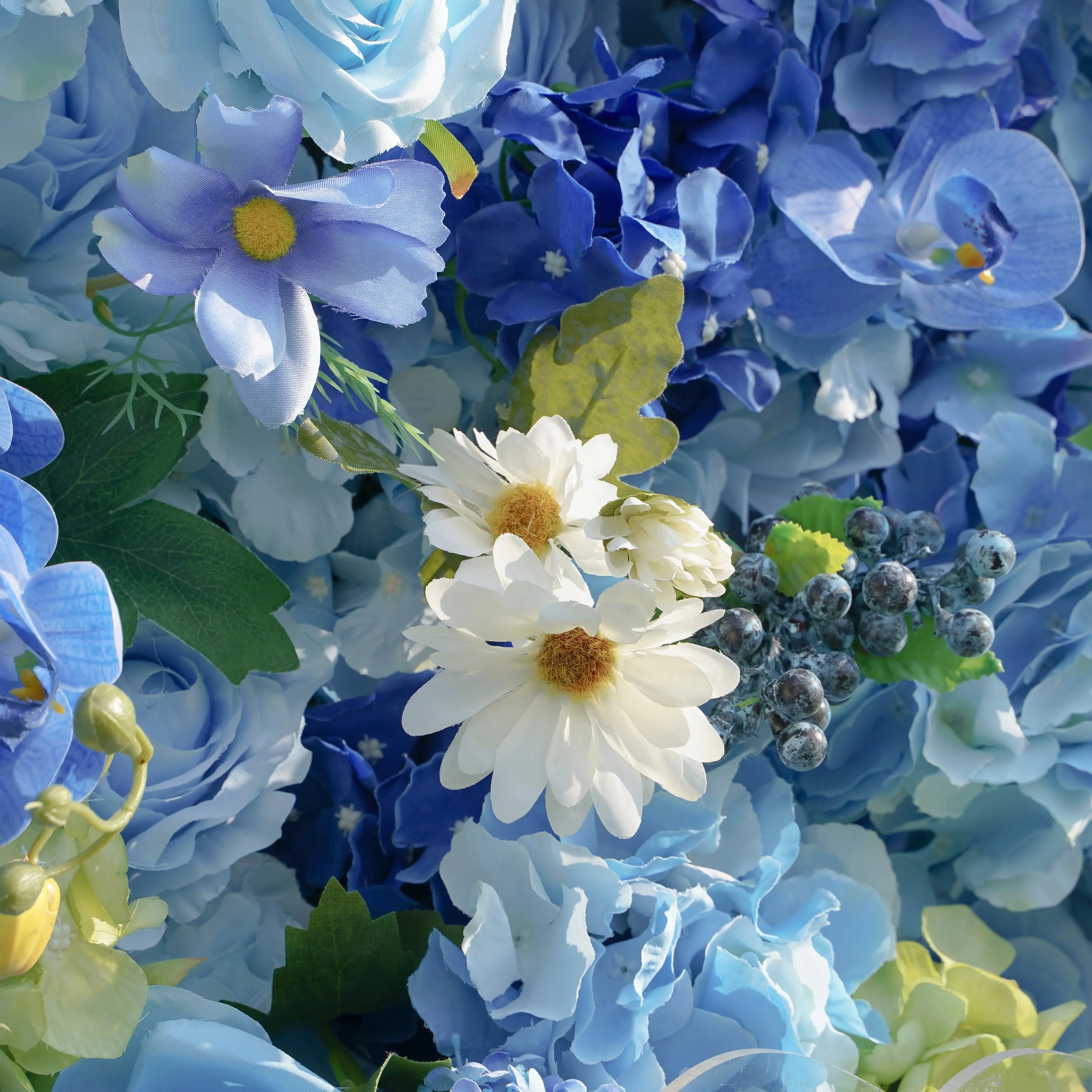 5D Blue Flower Wall Backdrop: 8x8ft Holiday, Wedding, Event And Commercial Store Decoration