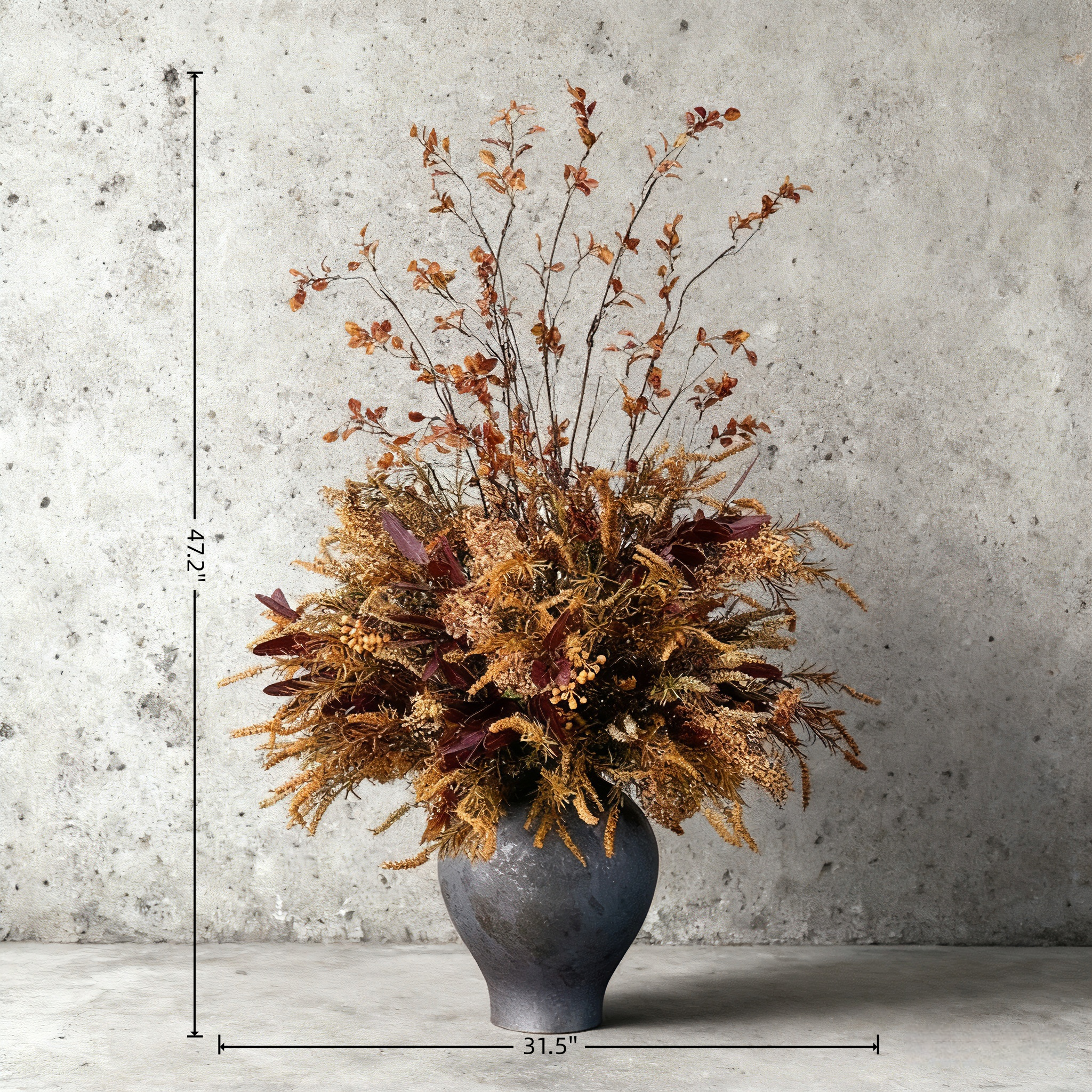 Handmade Wabi-Sabi Faux Floral(120cm*80cm) With Preserved Branch Arrangement with Ceramic Vase