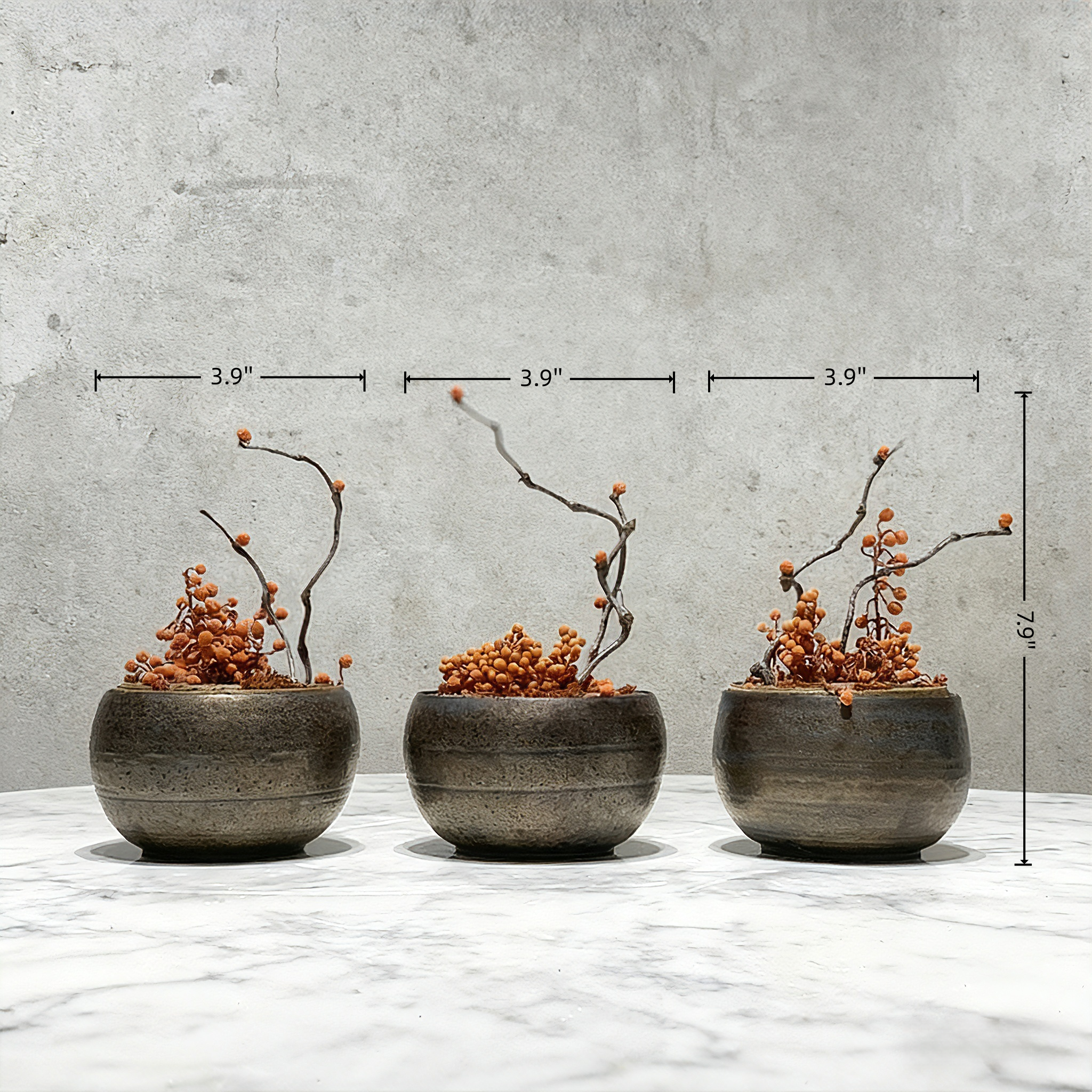 Small Handmade Zen style Floral Art Ornaments(20cm*10cm) For Home& Table&Desk Decor With Vintage Ceramic Vase
