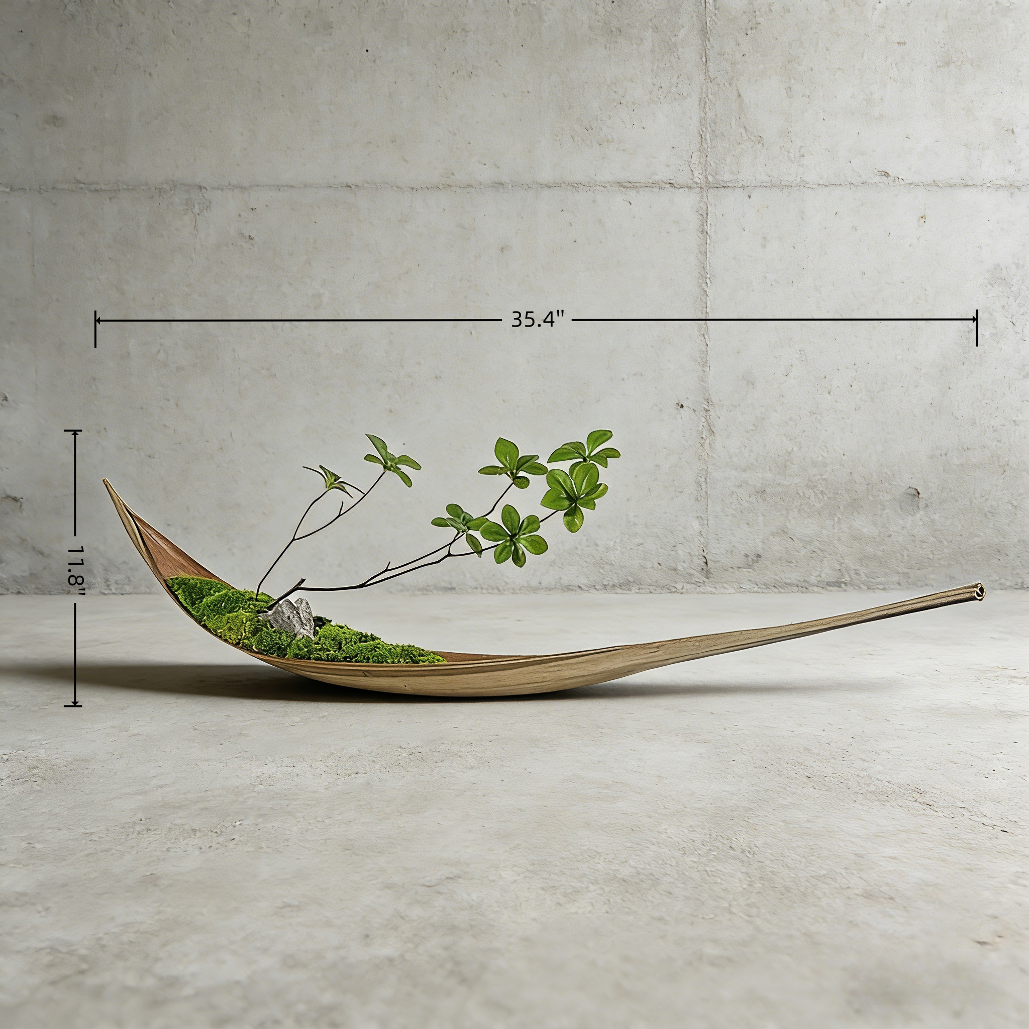 Handmade Creative Design Floral Art (90cm*30cm):Moss Arrangement With Wooden Stand For Home Decor
