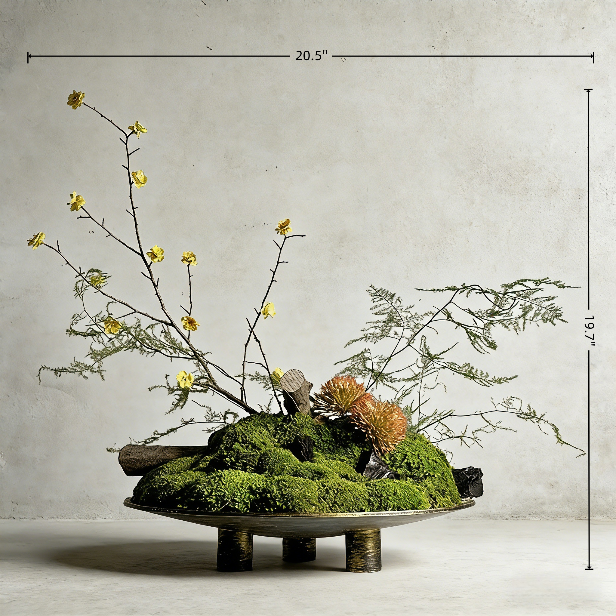 Exclusive Handmade Bonsai Art With Natural Branch(52cm*50cm), Come With Copper Base Vase