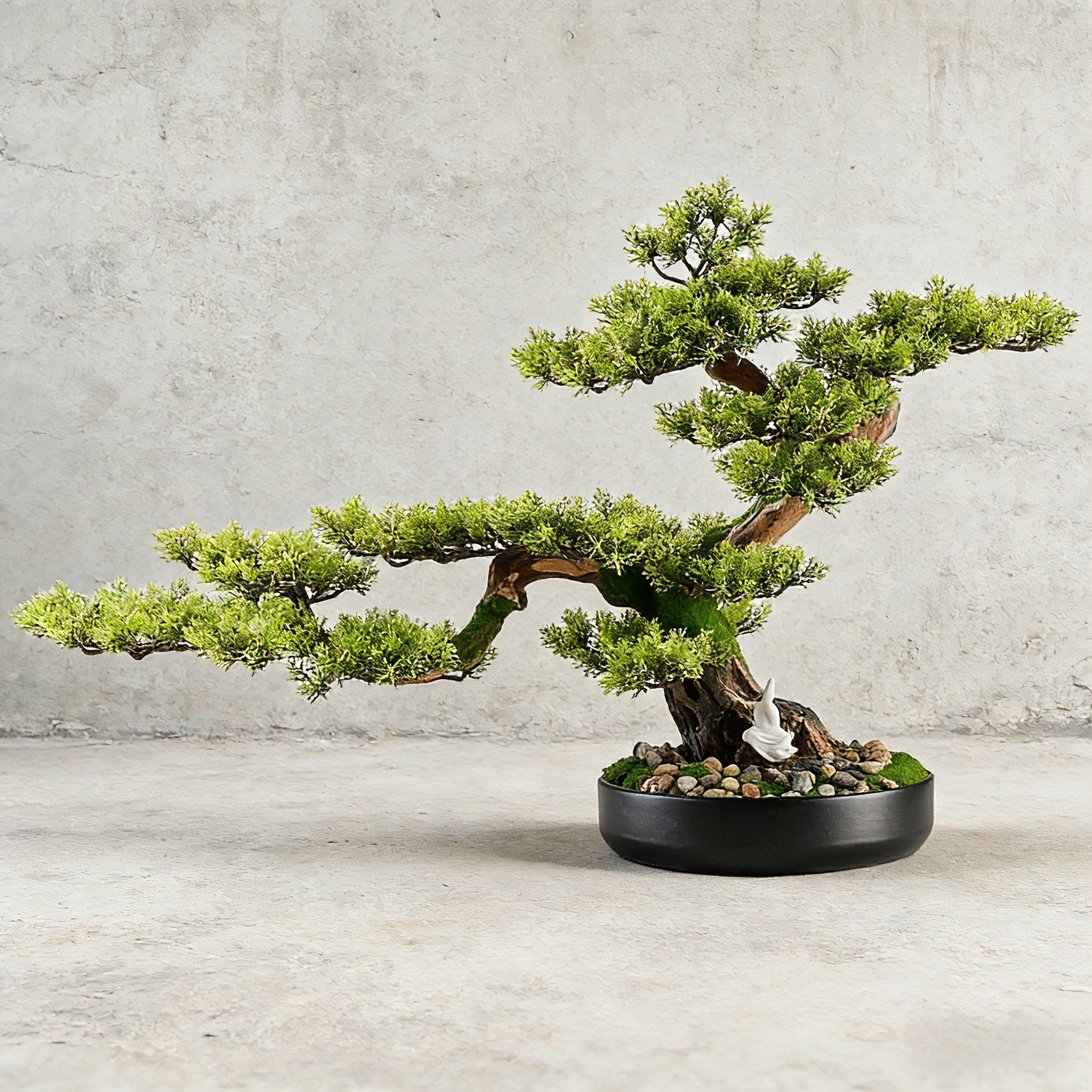 Handmade Bonsai Tree Art With Natural Wood And Stone, Zen Style Home And Office Decor