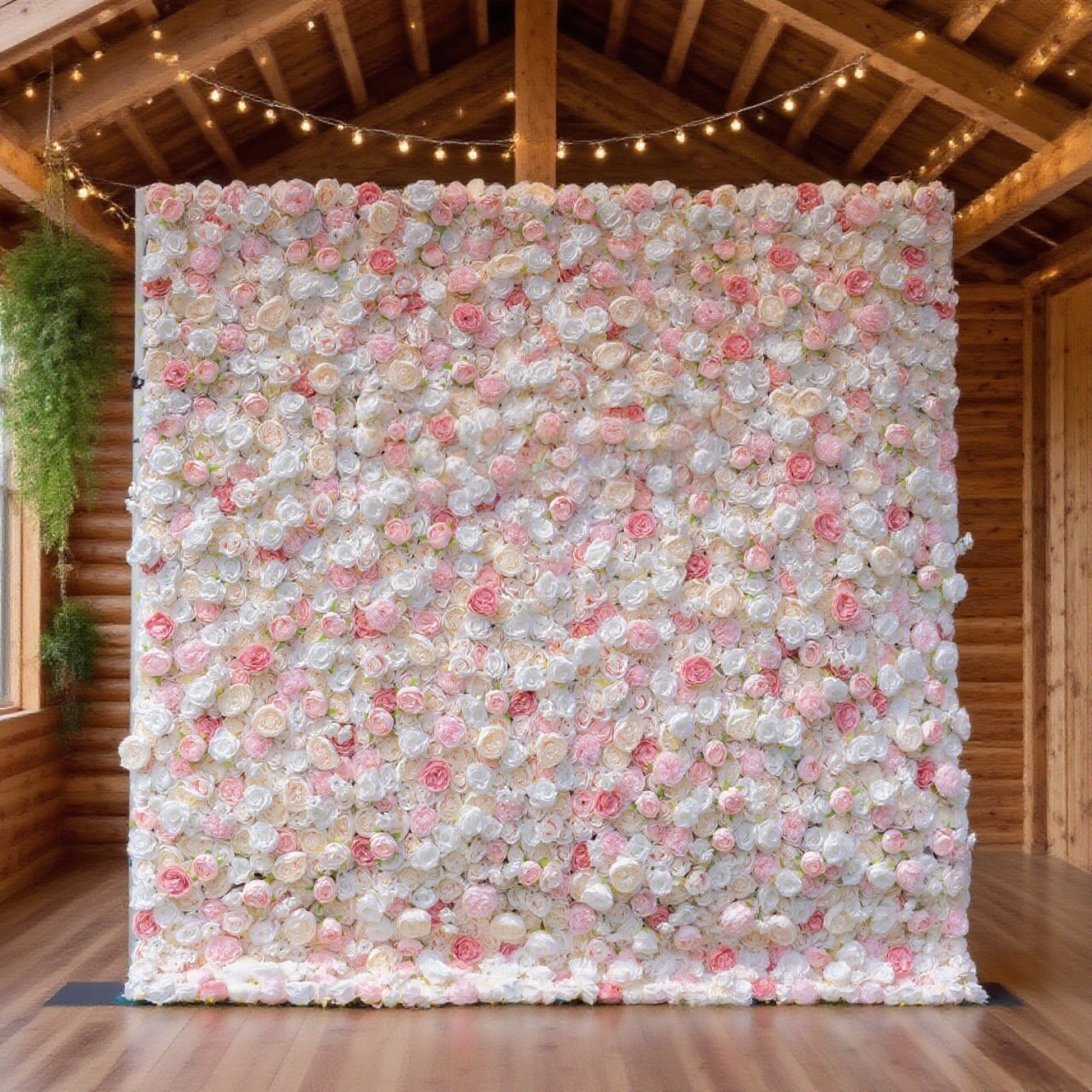 3D Pink & White Silk Flower Wall Backdrop: Wedding Event Decoration (8x8ft)