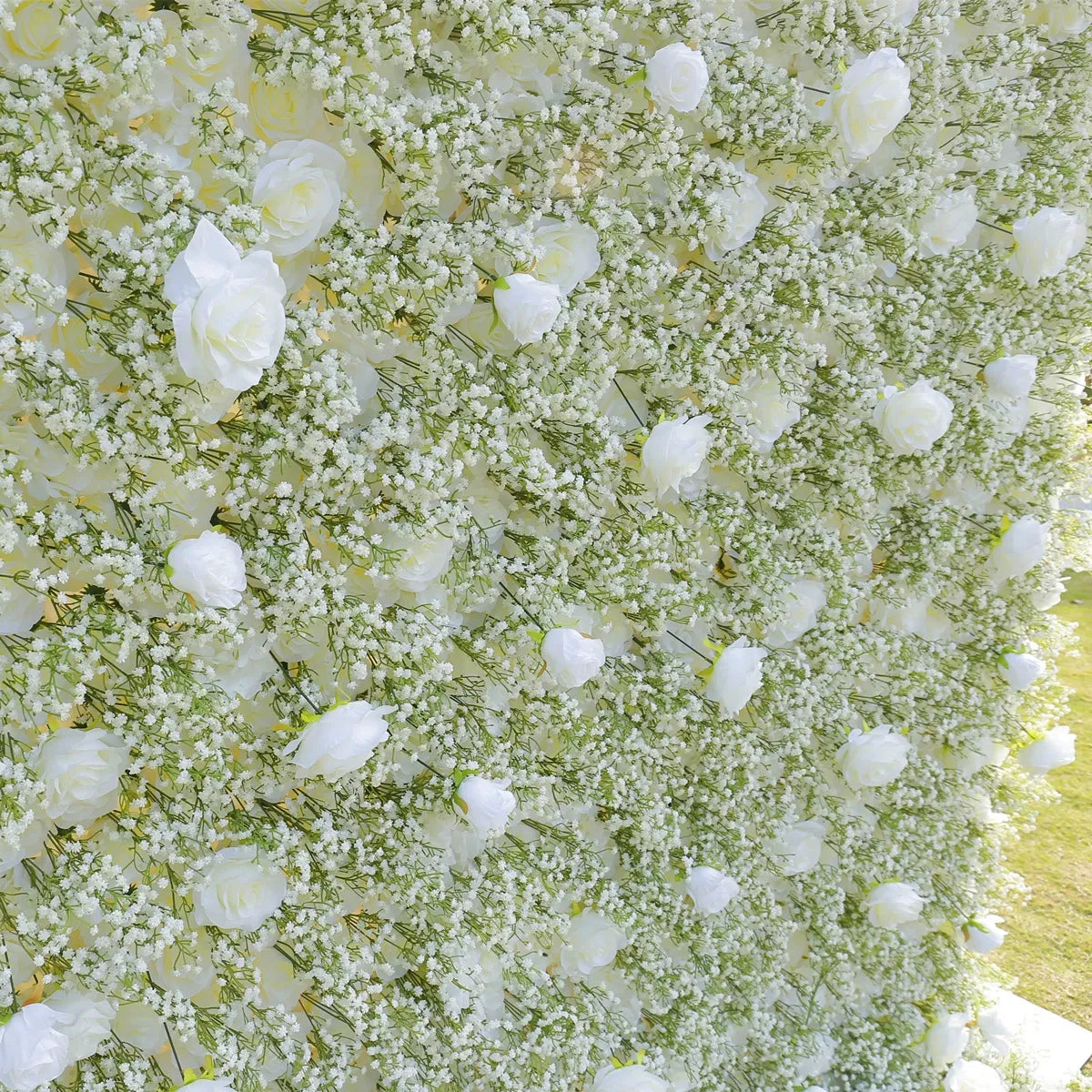 5D White Artificial Plant Silk Flower Wall Backdrop: Wedding Event Decoration (8x8ft)