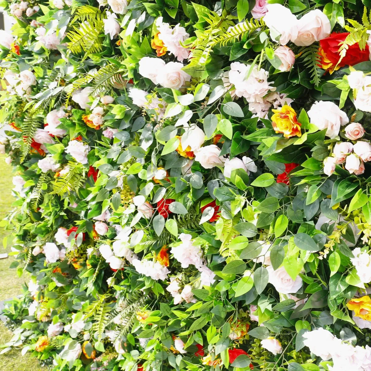 5D Grass With Various Flowers Wall Backdrop: 8x8ft Holiday, Event And Commercial Store Decoration