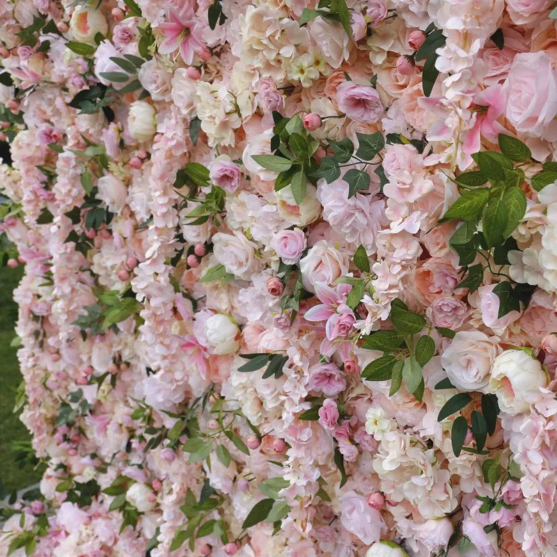 Pink Silk Flower Wall Backdrop: 3D Wedding Decor 8x8 ft (2.4m*2.4m)