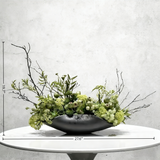 Wabi-Sabi Faux Floral Arrangement: Handmade Ceramic Vase Ornament