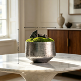 Wabi Sabi Handcrafted Copper Moss Bowl, Preserved Moss Desktop Planter, Zen Mountain Stone Bonsai, Japandi Table Centerpiece Decor