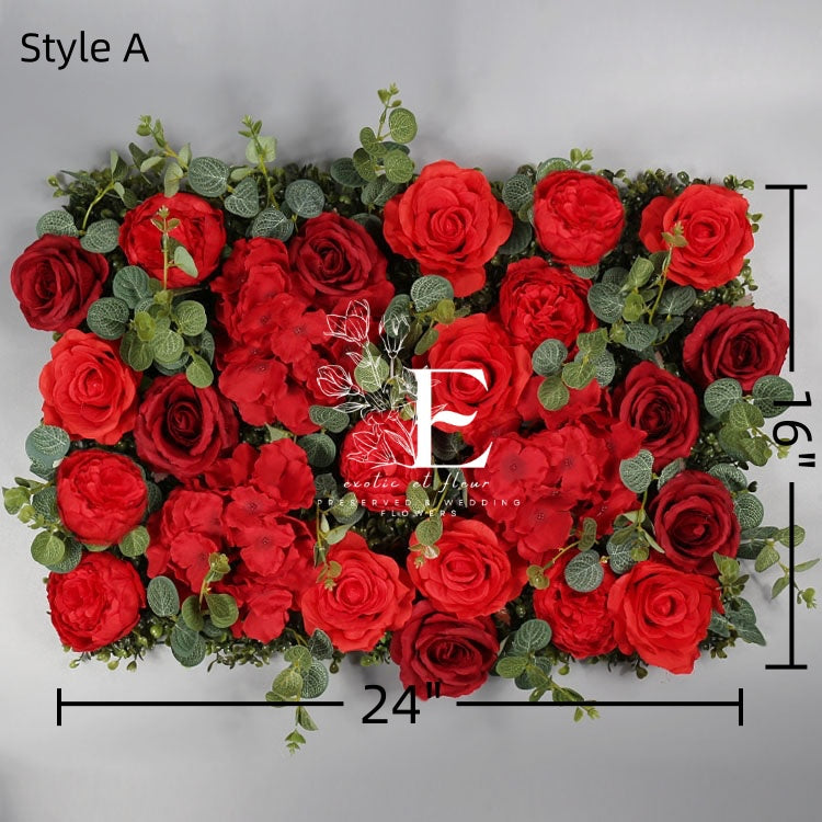 Red Flower Wall Panel (24" by 16" ): 3D Floral Backdrop Panel For Home Wall Decor, Commercial Store Wall Interior Decoration.