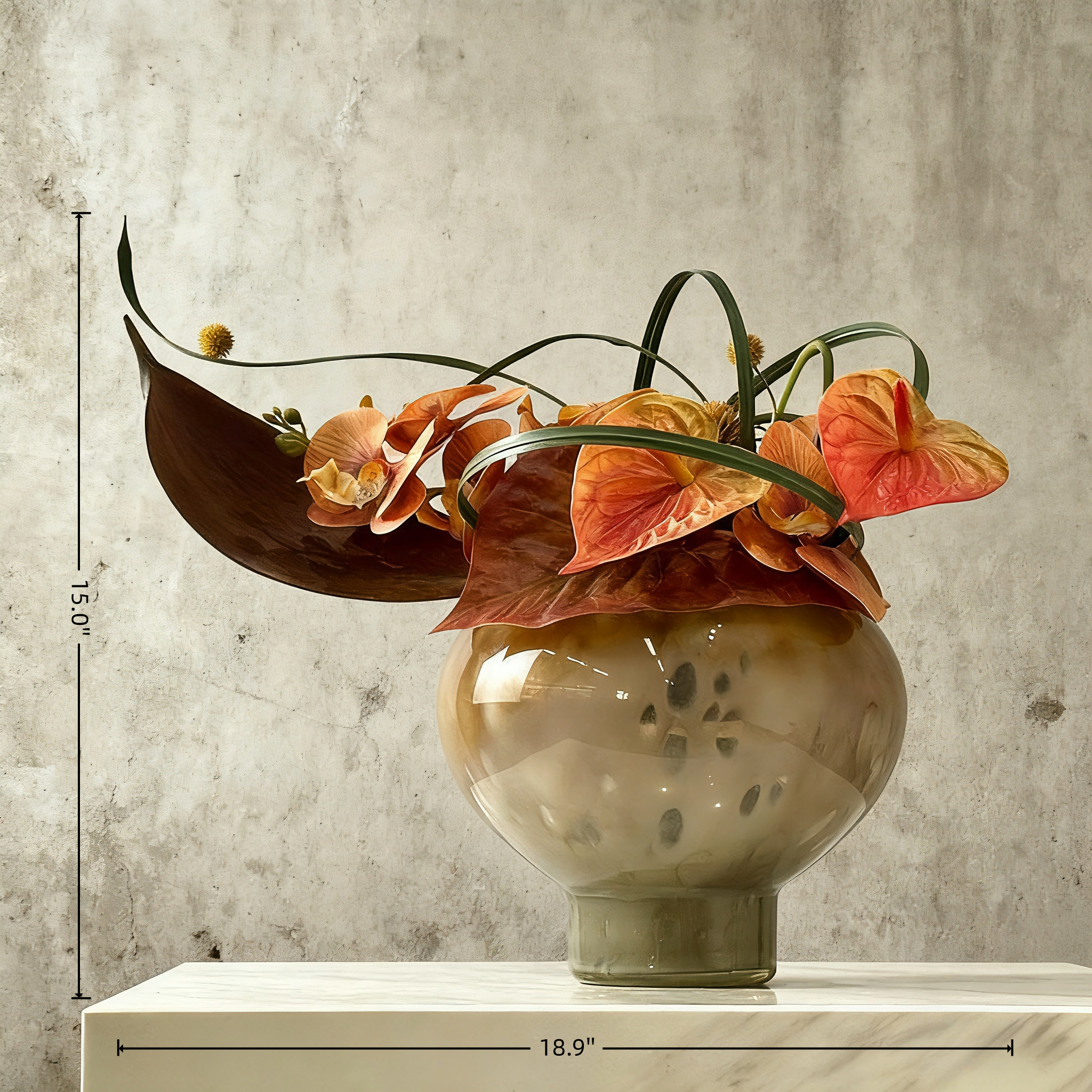 Creative Vintage Style Artificial Flower Ornaments With Glass Vase(48cm*38cm): Handmade Floral Ornaments For Home