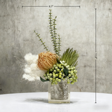 Handmade Silk Flower Arrangement(55cm*50cm): Modern Glass Vase Centerpiece With Wood Details