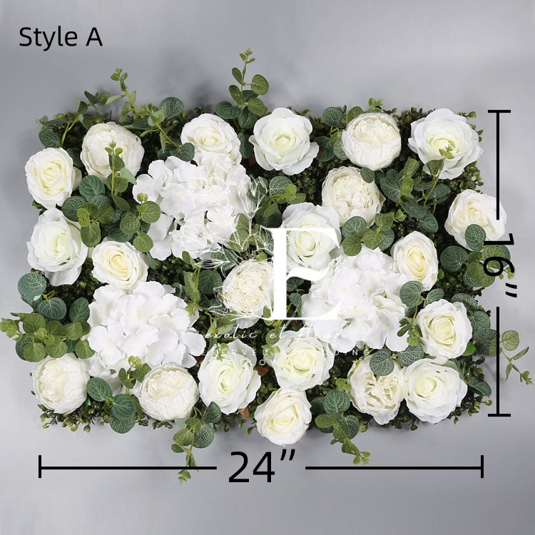 Green And White Flower Wall Panel (24" by 16" ): 3D Floral Backdrop Panel For Home Wall Decor, Commercial Store Wall Interior Decoration.