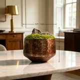 Wabi Sabi Handcrafted Copper Moss Bowl, Preserved Moss Desktop Planter, Zen Mountain Stone Bonsai, Japandi Table Centerpiece Decor