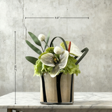 Handmade Silk Floral Arrangement(26cm*25cm): Modern Orchid in Glass Vase