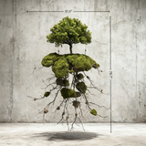 Handmade Bonsai Sky Tree Art With Floating Design: Moss & Preserved Flowers