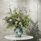 Wabi-Sabi Floral Arrangement: Handmade Faux Greenery with Ceramic Vase