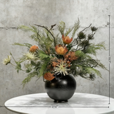 Wabi-Sabi Faux Floral Arrangement: Handmade Ceramic Vase Ornament