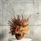 Handmade Faux Flower Arrangement: Modern Silk Floral Centerpiece with Ceramic Vase