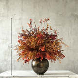 Handmade Faux Flower Arrangement: Modern Silk Floral Centerpiece with Ceramic Vase