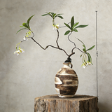 Artificial Floral Art With Natural Wood Branch Arrangement In Ceramic Vase. Zen Decor for Home & Office, Indoor Plant Gift