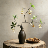 Artificial Floral Art With Natural Wood Branch Arrangement In Ceramic Vase. Zen Decor for Home & Office, Indoor Plant Gift