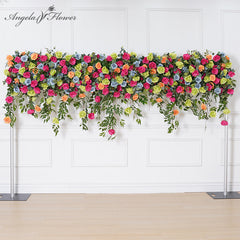 Wedding Backdrop Rose Green Leaves Rolling Up Curtain Flower Wall A8143 A8128