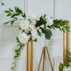A8111 White Rose With Green Wedding Round Arch Decor Floral Arrangement