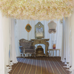 A8188 Pink White Baby's Breath Wedding Backdrop Decor Curtain Cloth Flower Wall