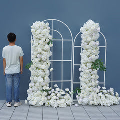 A8147 White Rose Hydrangea Floral Arrangement Sofa Table Runner Floor Flower