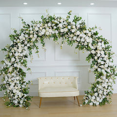 A8111 White Rose With Green Wedding Round Arch Decor Floral Arrangement