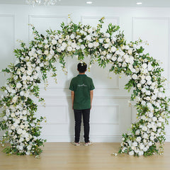 A8111 White Rose With Green Wedding Round Arch Decor Floral Arrangement