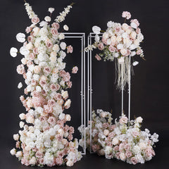 A8796 White Pink Wedding Background KT Board Rose Baby Breath Delphinium