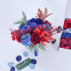 A8637 Red Blue Series Greenery Bridal Bouquet Wedding Floral