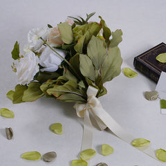 A863903 White Champagne Series Bridesmaid Hand Bouquet Wedding Floral Arrangement